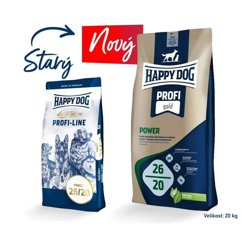 Speciální Cena Happy Dog Profi Gold 26/20 Power 4 x 20 kg