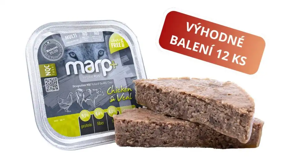 Marp Natural Plus vanička pro psy s kuřetem a telecím 12x150g Jen Po Omezenou Doba