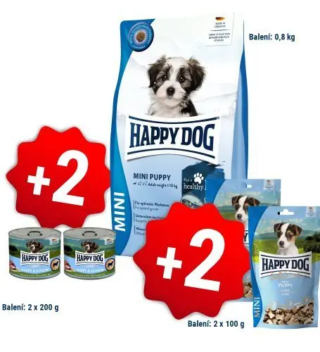 Happy Dog NEW Mini Puppy 800 g + 2x200g konzerva + 2x100g pamlsky Speciální Cena