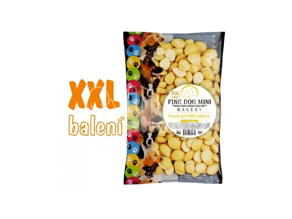 FINE DOG MINI BAKERY Pravé psí piškoty ŽLUTÉ XXL balení 200g Cenová Bomba