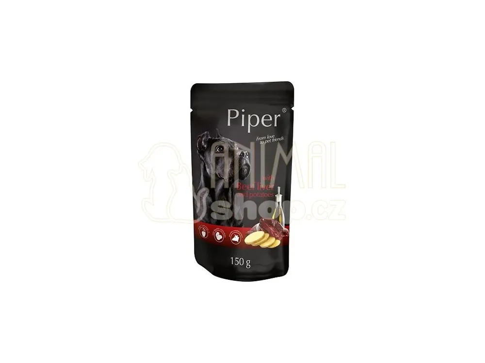 Časově Omezené PIPER s hovězími játry a bramborami, kapsička pro psy 150 g