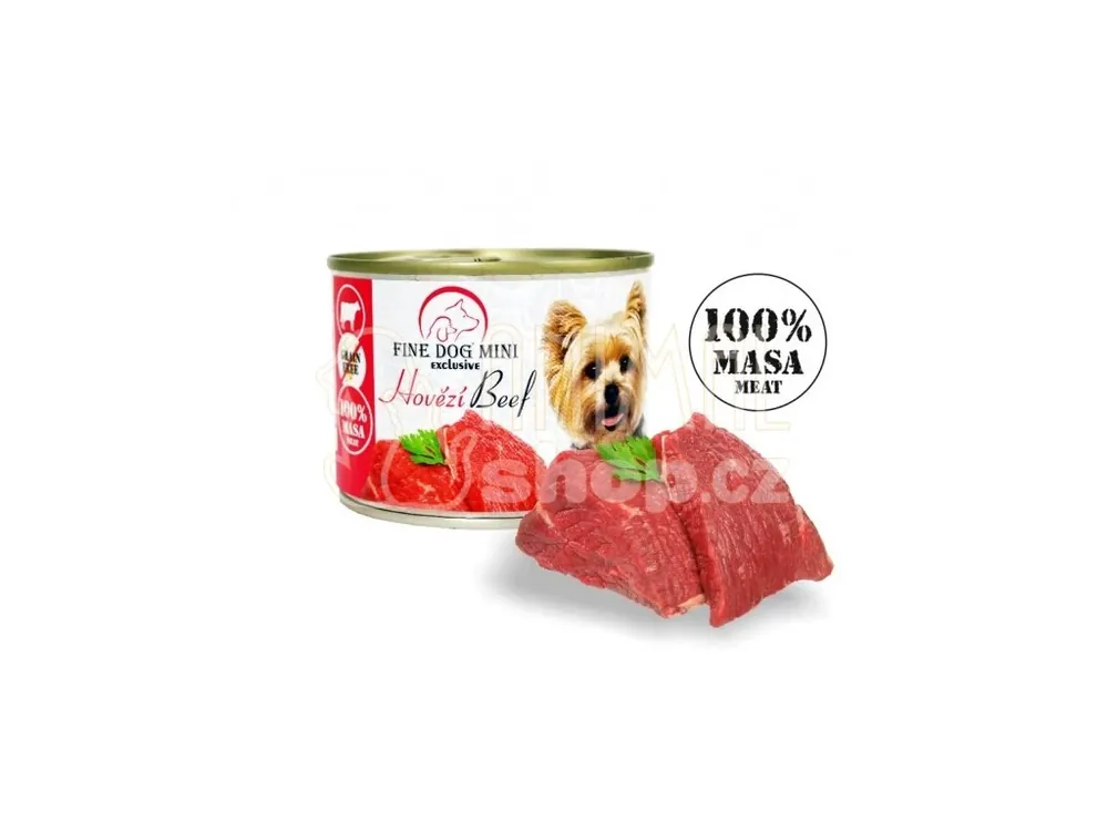 Oblíbený Fine Dog MINI Exclusive konzerva pro psy hovězí 100% masa 200g