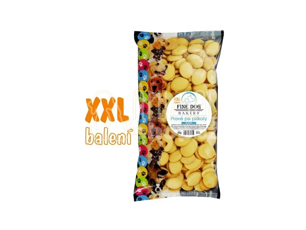 FINE DOG BAKERY Pravé psí piškoty ŽLUTÉ XXL balení 400g Speciální Cena