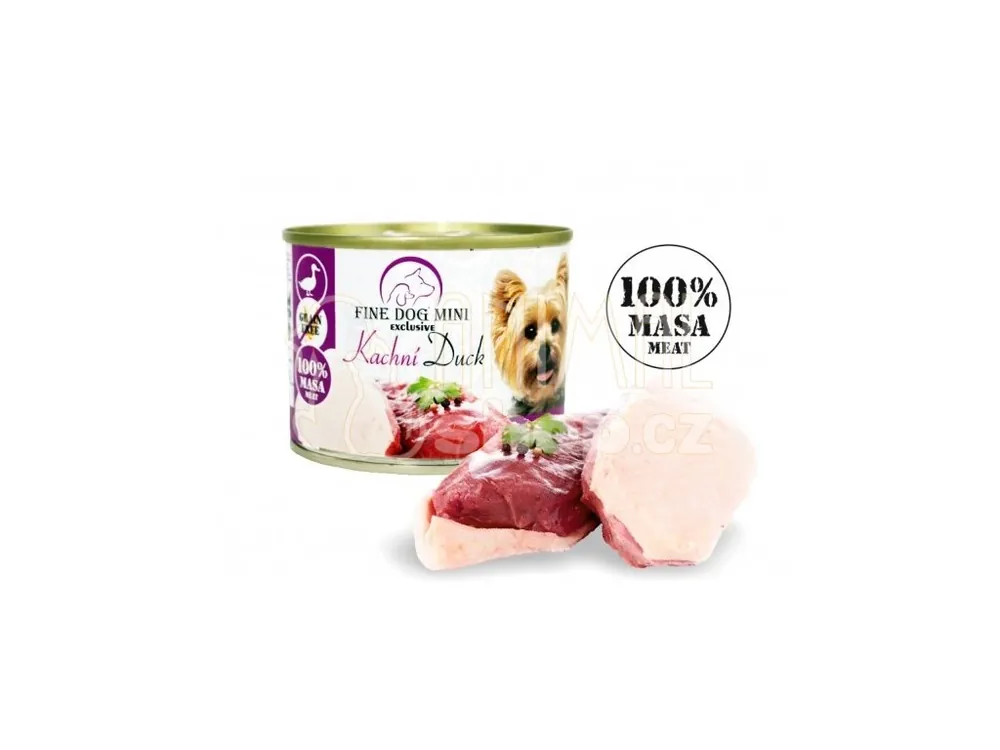 Sleva Fine Dog MINI Exclusive konzerva pro psy kachní 100% masa 200g