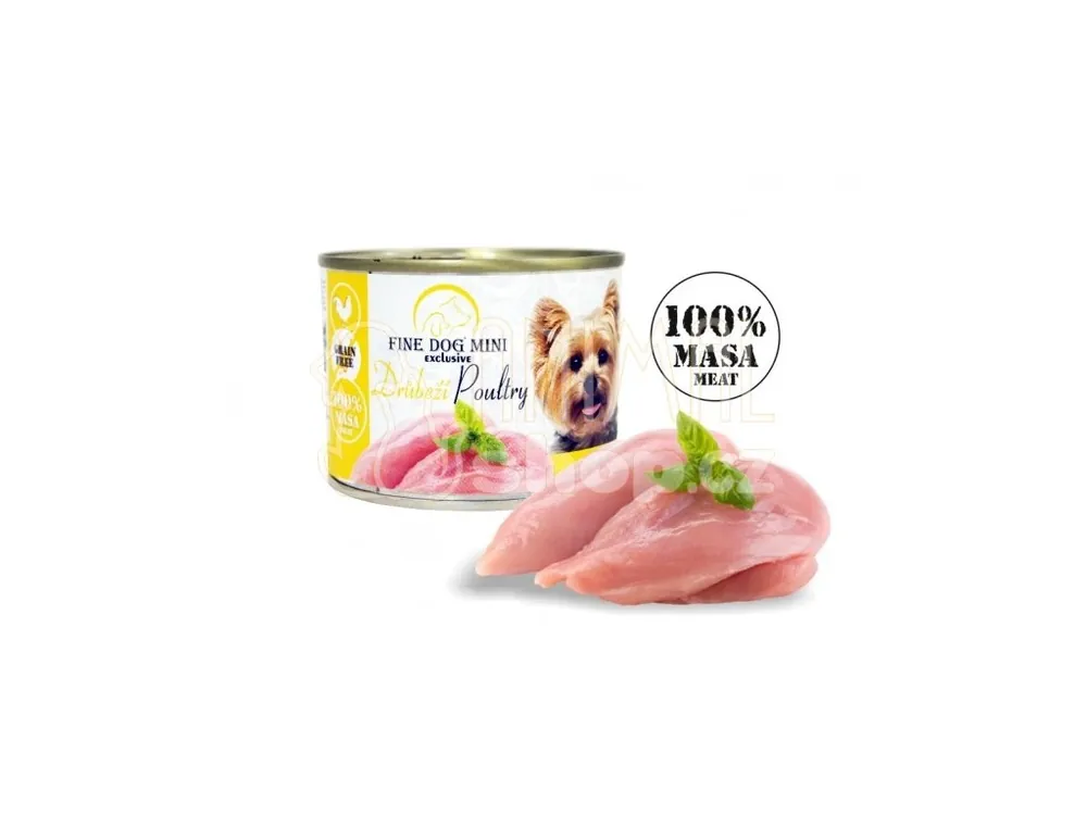 Fine Dog MINI Exclusive konzerva pro psy drůbeží 100% masa 200g Objednat Nyní