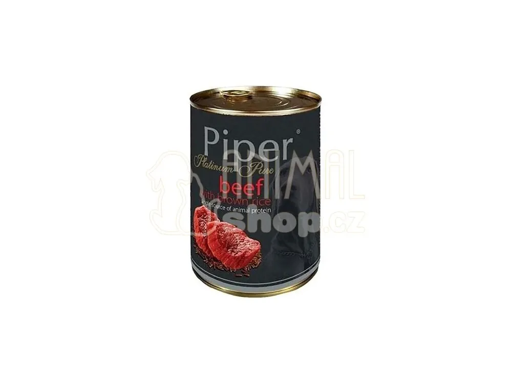 Novinka NEW PIPER PURE hovězí s hnědou rýží, konzerva pro psy, 400 g