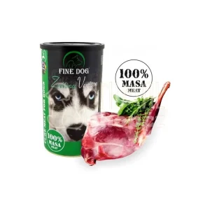 FINE DOG konzerva ZVĚŘINA 100% Masa 1200g Poslední Šance