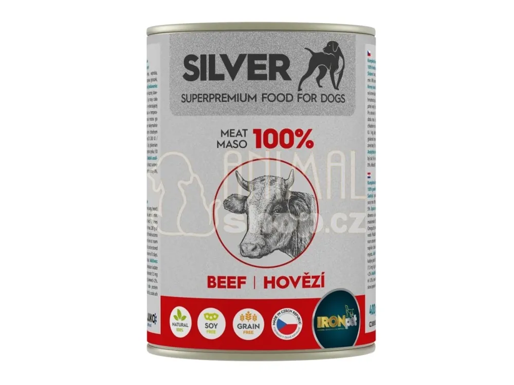 Expresní Doručení IRONpet Silver Dog Hovězí 100% masa, konzerva 400 g