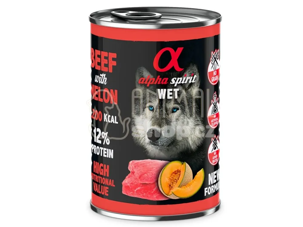 Tovární Cena Alpha Spirit Dog WET food beef with melon 400g