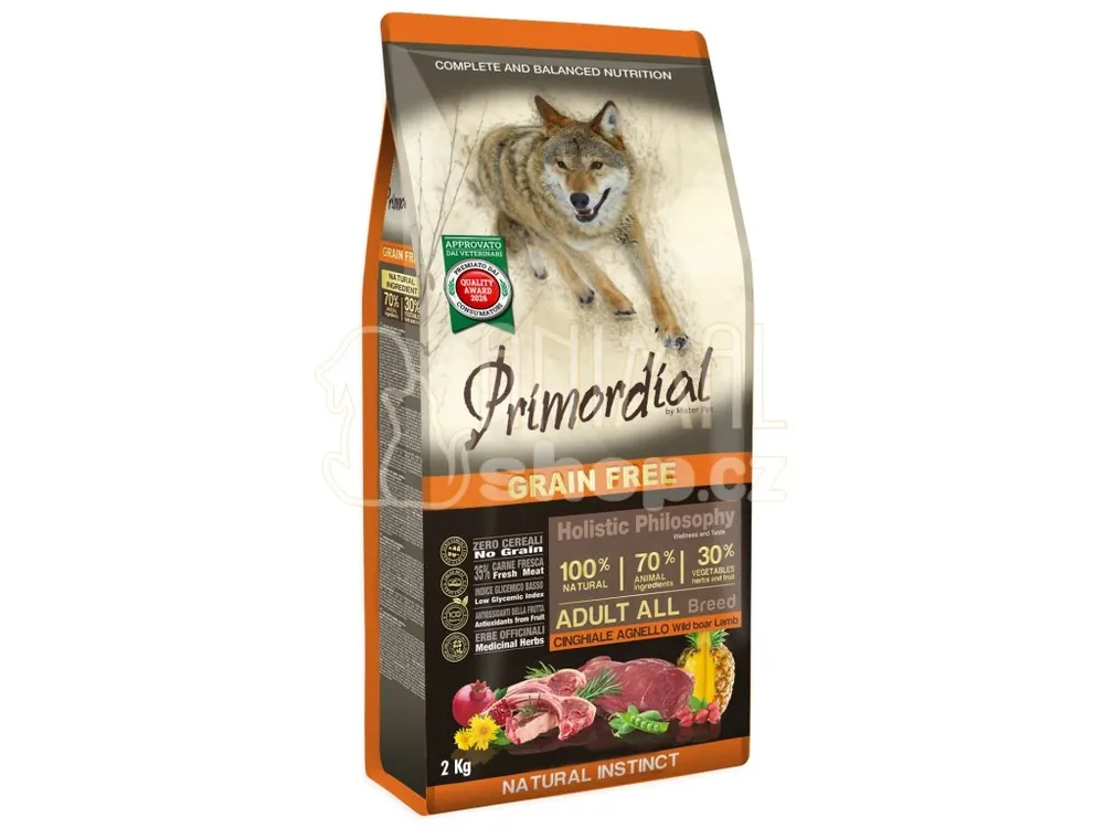 PRIMORDIAL Adult Wild Boar & Lamb 2kg Finální Výprodej