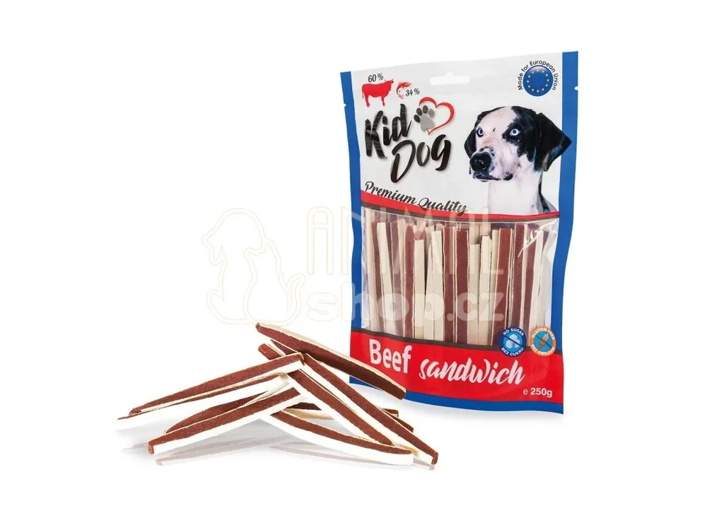 Cenová Bomba KIDDOG hovězí sendvič s treskou 250 g