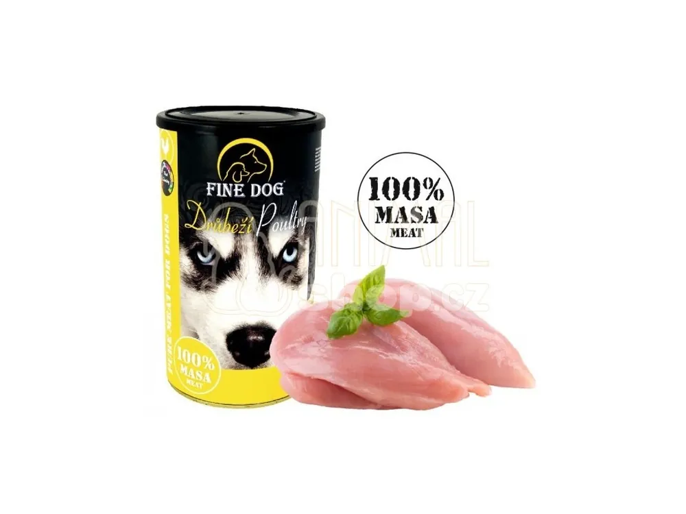 FINE DOG konzerva DRŮBEŽÍ 100% Masa 1200g Novinka