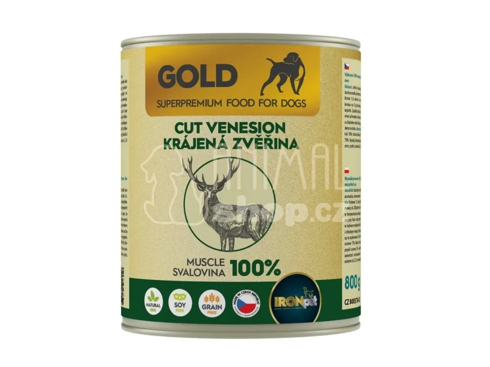 Tovární Cena IRONpet Gold Dog Zvěřina krájená svalovina, konzerva 800 g