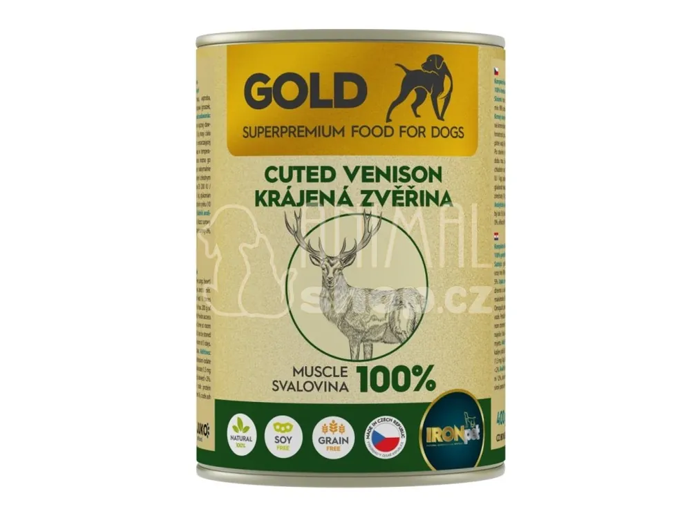 IRONpet Gold Dog Zvěřina krájená svalovina, konzerva 400 g Nejlepší Cena