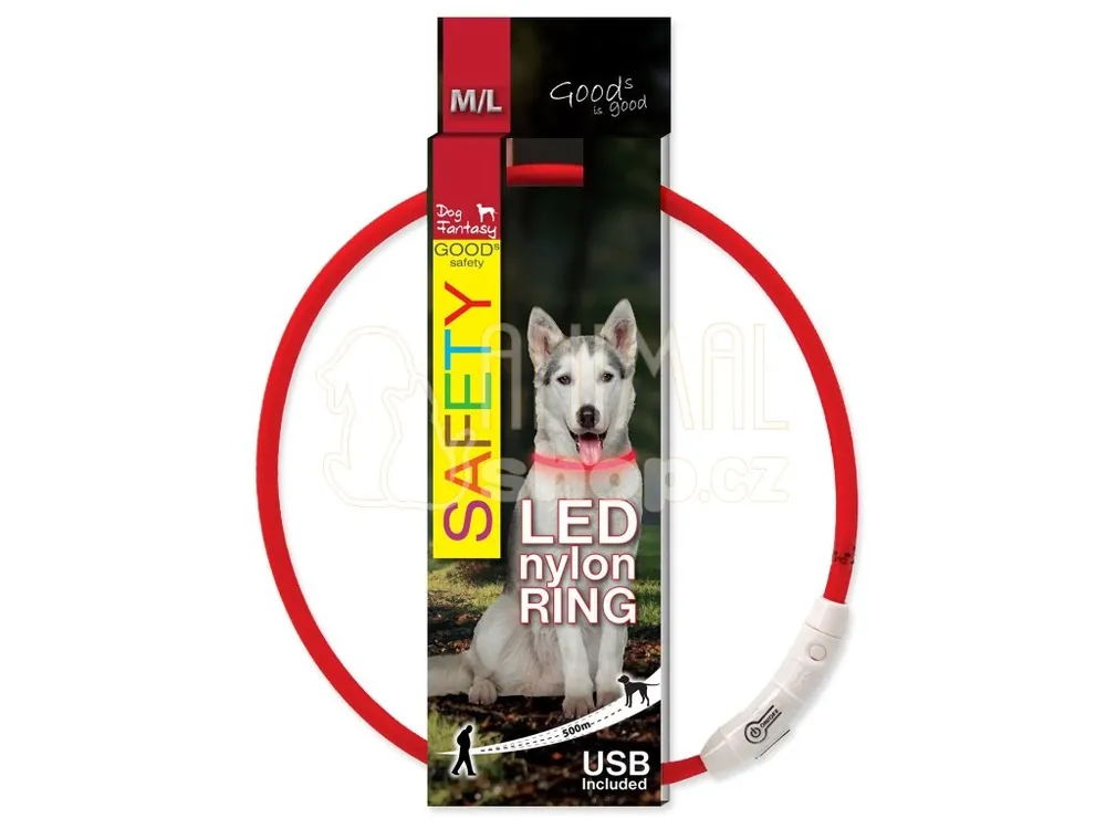 Přímo Od Výrobce Obojek Dog Fantasy LED nylon červený 65cm
