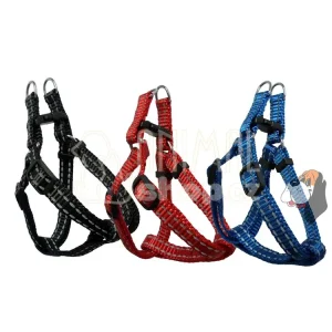 Víkendová Akce Postroj na psa reflexní 10mm x 19-39cm (černý/modrý/červený)