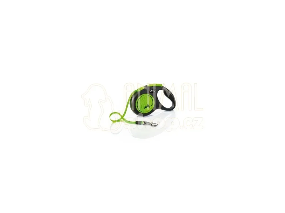 Vodítko FLEXI Neon New M pásek 5m/25kg černá/zelená Sezónní Sleva
