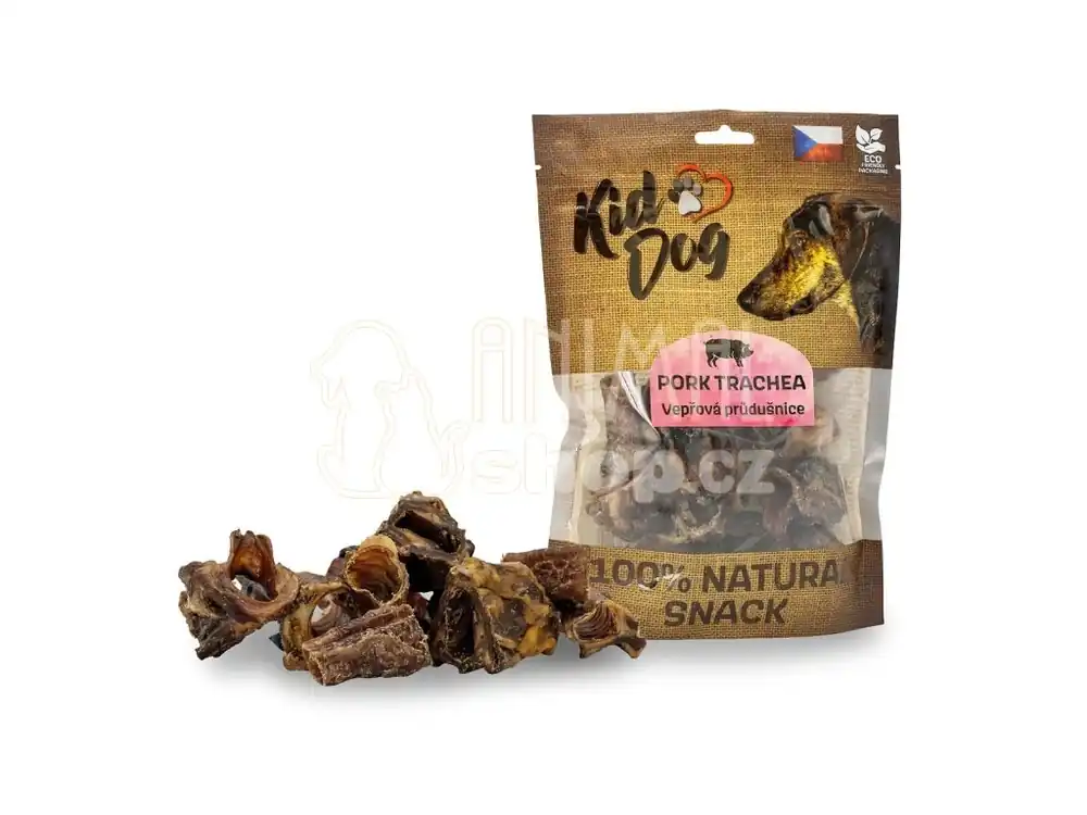 Nejlepší Volba Vepřová krájená průdušnice 4 - 5 cm / 200 g - 100% Natural Snack KIDDOG