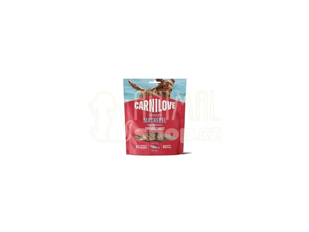 Sezónní Sleva Carnilove Dog Crunchy Snack Mackerel+Raspberries 200g