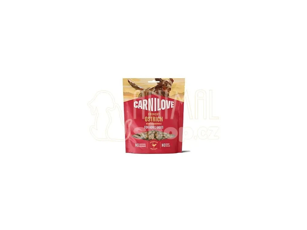 Hit Sezóny Carnilove Dog Crunchy Snack Ostrich+Blackberries 200g
