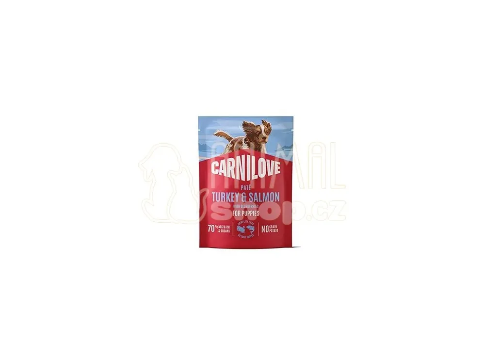 Carnilove Dog Pouch Paté Turkey&Salm.+Blueb.Puppy 300g Originální