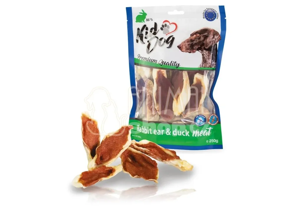 KIDDOG králičí ucho plněné kachním masíčkem 250 g Aktuální