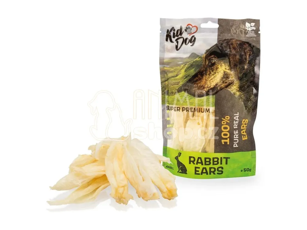 KIDDOG SUPER PREMIUM 100% přírodní králičí uši 50 g Vrácení Zdarma