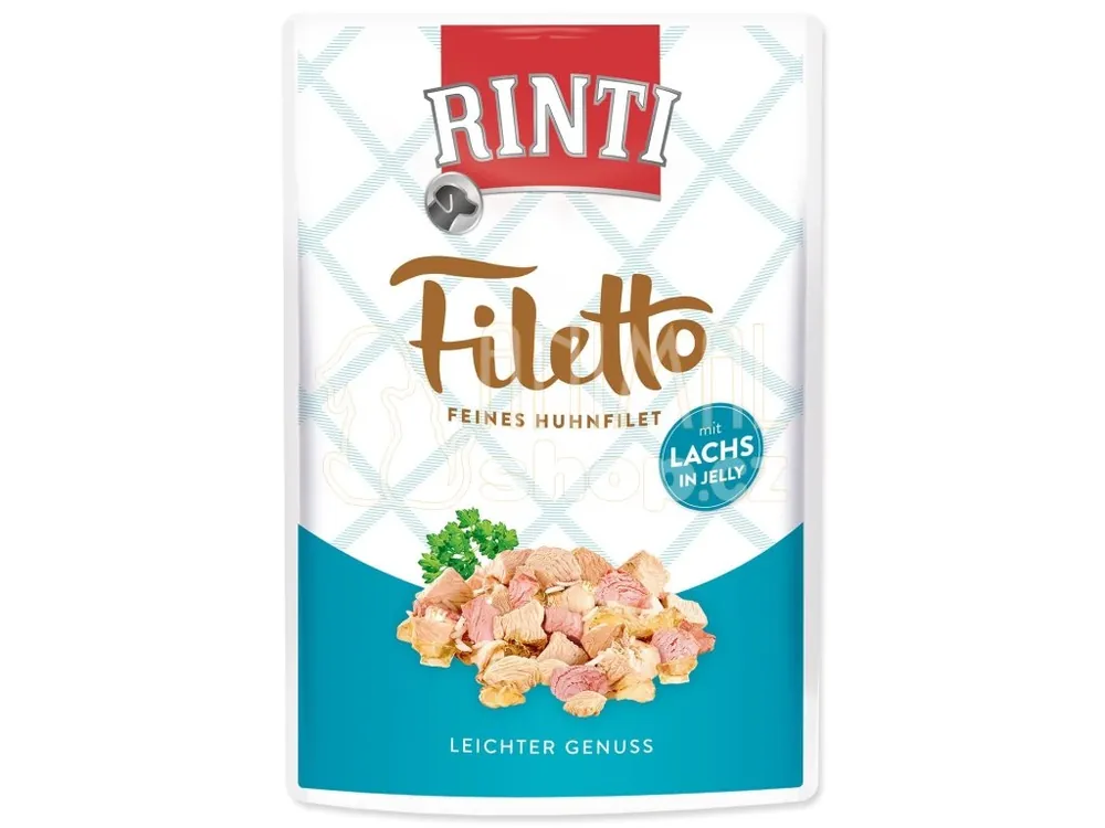 Kapsička Rinti Filetto Adult kuře a losos v želé 100g Výhodná Nabídka