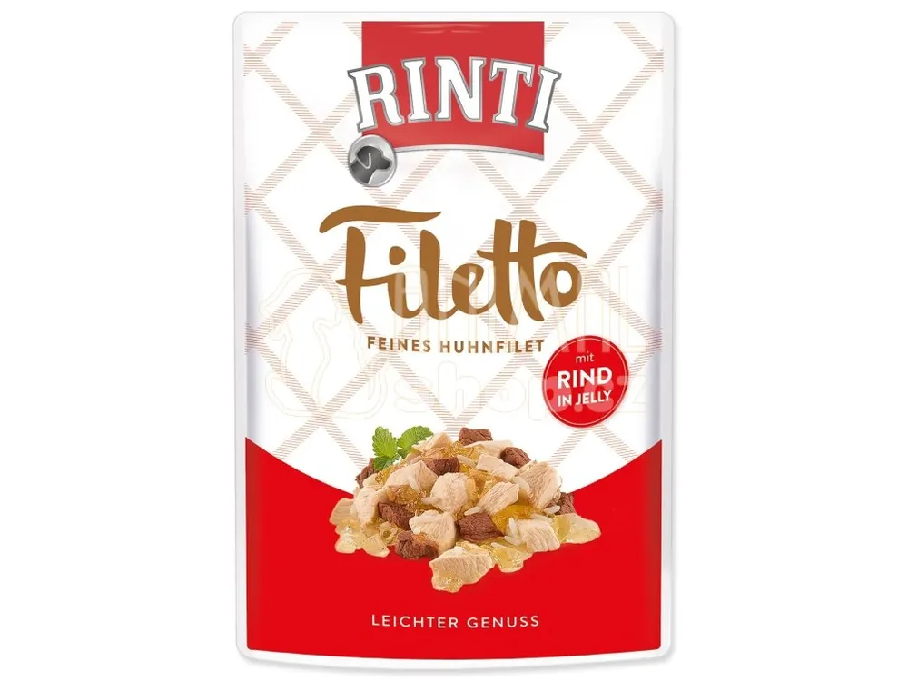 Výprodej Kapsička Rinti Filetto Adult kuře a hovězí v želé 100g