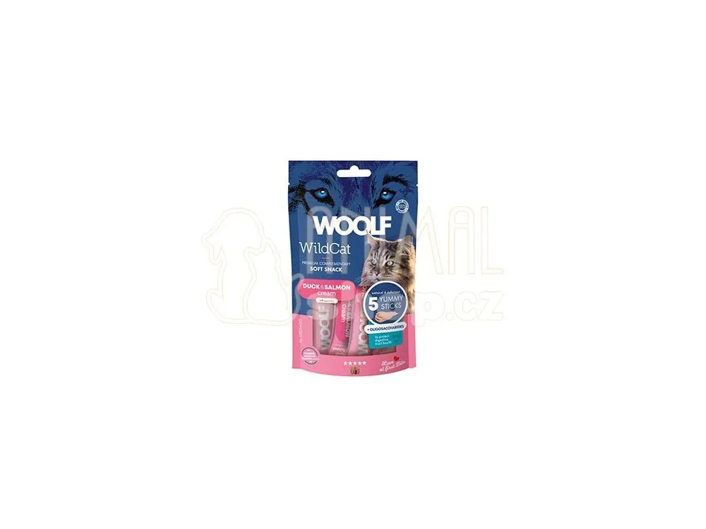 Výhodná Nabídka WOOLF WildCat Cream Functional Duck&Salmon 5x14g