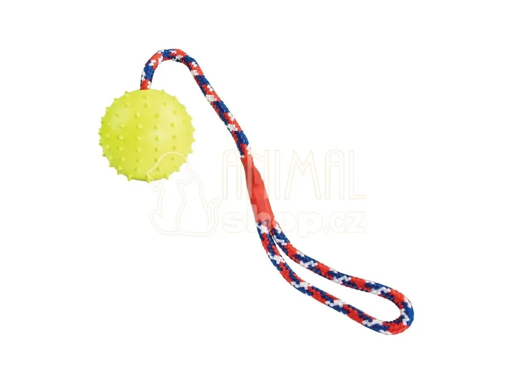 Vrhací míč z přírodní tvrdé gumy 7/39 cm, na laně, HipHop Dog Dokud Zásoby Vydrží