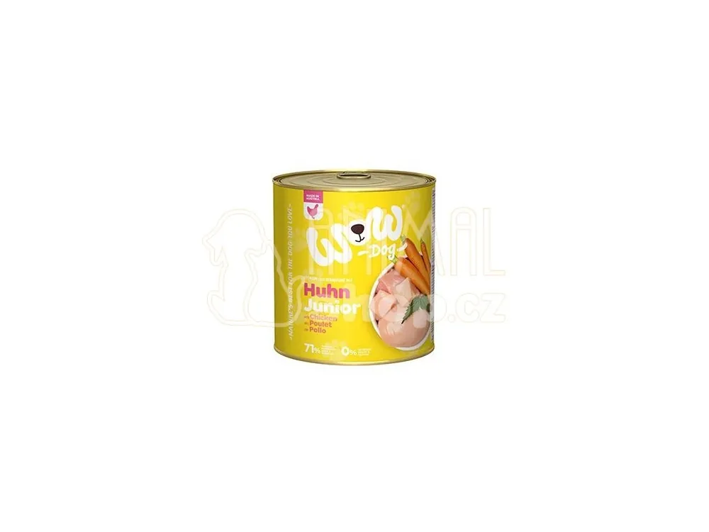 Cenový Hit WOW Dog konz. Junior kuřecí s karotkou 800g