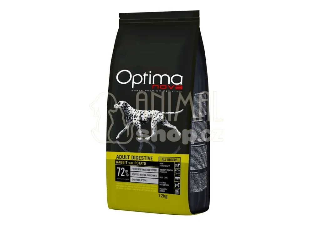 Nejprodávanější OPTIMAnova Dog Adult Digestive Rabbit & Potato GF 12 kg