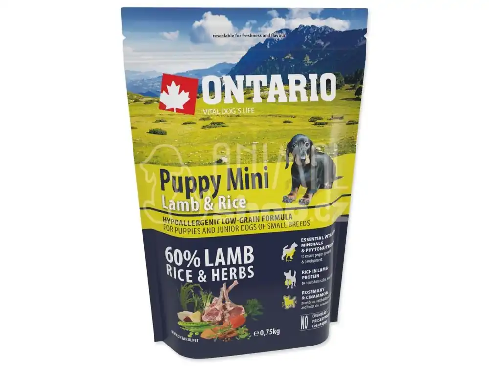 Přímo Od Výrobce Krmivo Ontario Puppy Mini Lamb & Rice 0,75kg