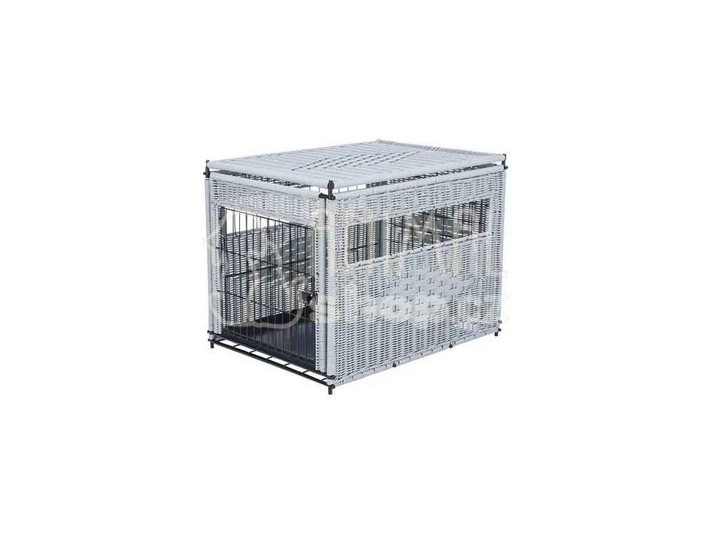 Interiérový kennel, M 58 x 60 x 77 cm, polyratan, světlešedá Ověřený