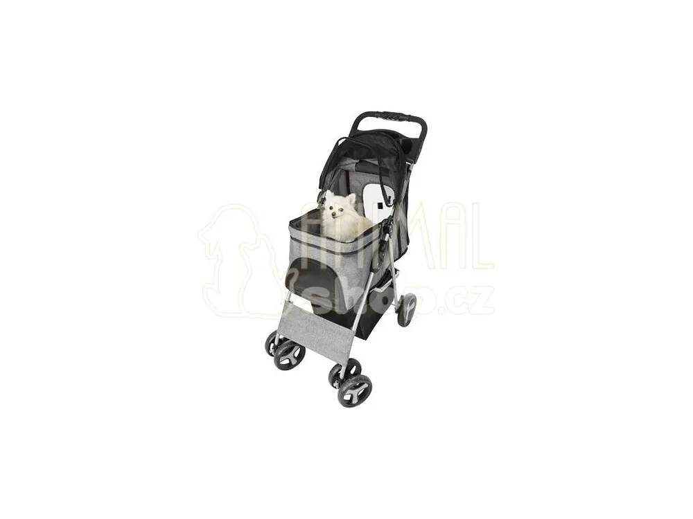 Kočárek pro psy BUGGY, rychlosklápěcí, 47 x 100 x 80cm, nosnost do 15 kg, šedá Poslední Šance
