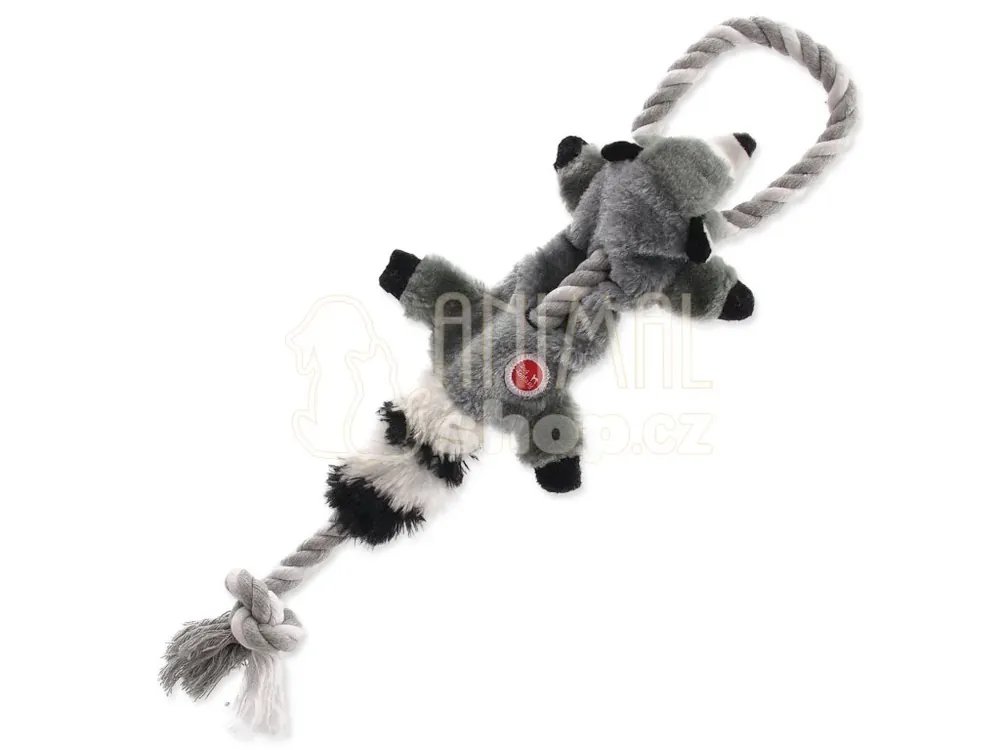 Značkový Hračka Dog Fantasy Skinneeez mýval s provazem 35cm