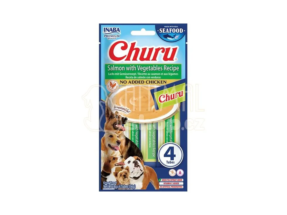 Levný Inaba Churu dog snack losos a zelenina 4x14 g