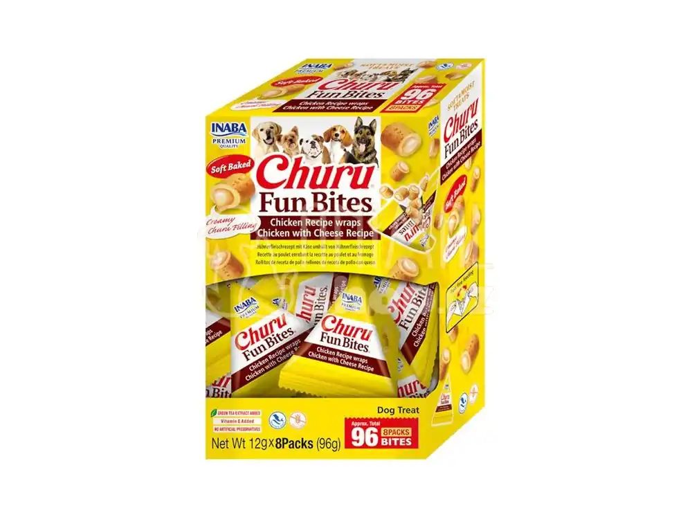 Inaba Churu Fun Bites dog snack kuře&sýr 96 g Sezónní Sleva