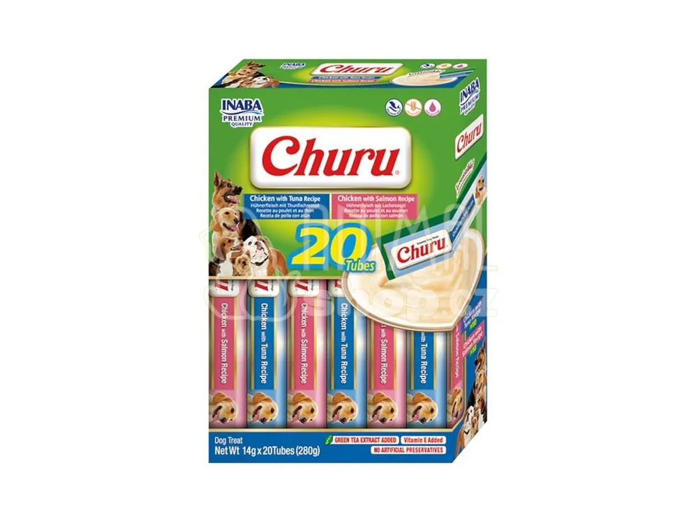 Nízká Cena Inaba Churu dog snack kuře&tuňák a kuře&losos multipack 20x14g