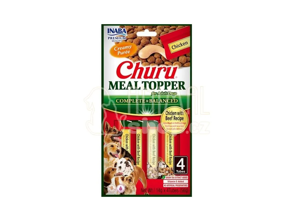 Must-Have Inaba Churu Dog meal topper kuře a hovězí 4x 14g