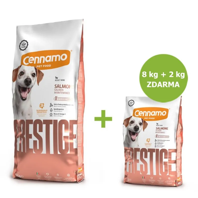 Top Prodej Prestige Dog Adult Mini Salmon 8 kg + 2 kg ZDARMA