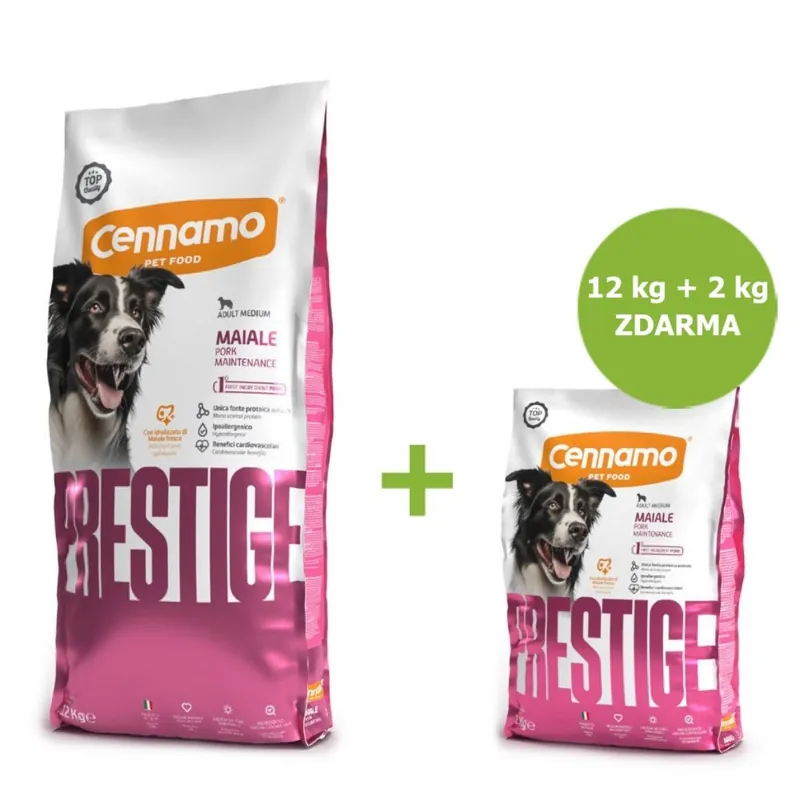 Prestige Dog Adult Medium Pork 12 kg + 2 kg ZDARMA Aktuální