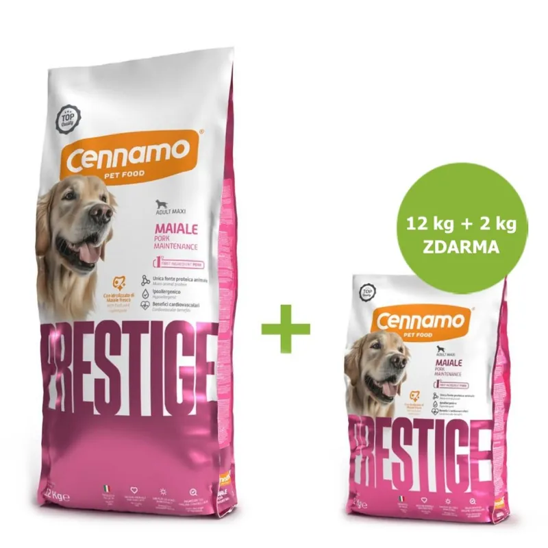 Finální Výprodej Prestige Dog Adult Maxi Pork 12 kg + 2 kg ZDARMA