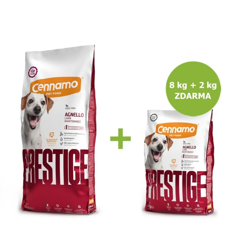 Horká Nabídka Prestige Dog Adult Mini Lamb 8 kg + 2 kg ZDARMA