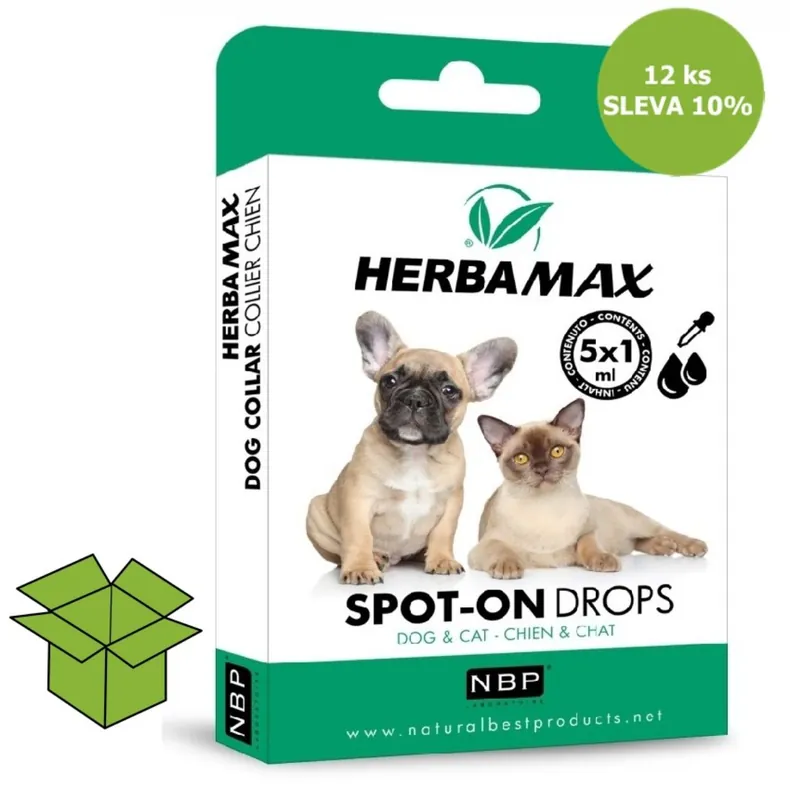 Tovární Cena Herba Max Spot-on Dog & Cat repelentní kapky 5 x1 ml (12 ks) SLEVA 10 %