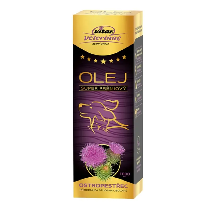Vitar Veterinae Ostropestřec olej 1000 ml Vysoce Kvalitní