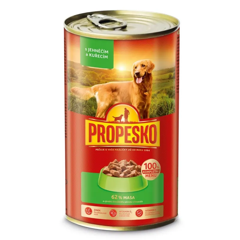 Nová Kolekce PROPESKO Dog jehněčí a kuřecí v omáčce, kousky 1240 g
