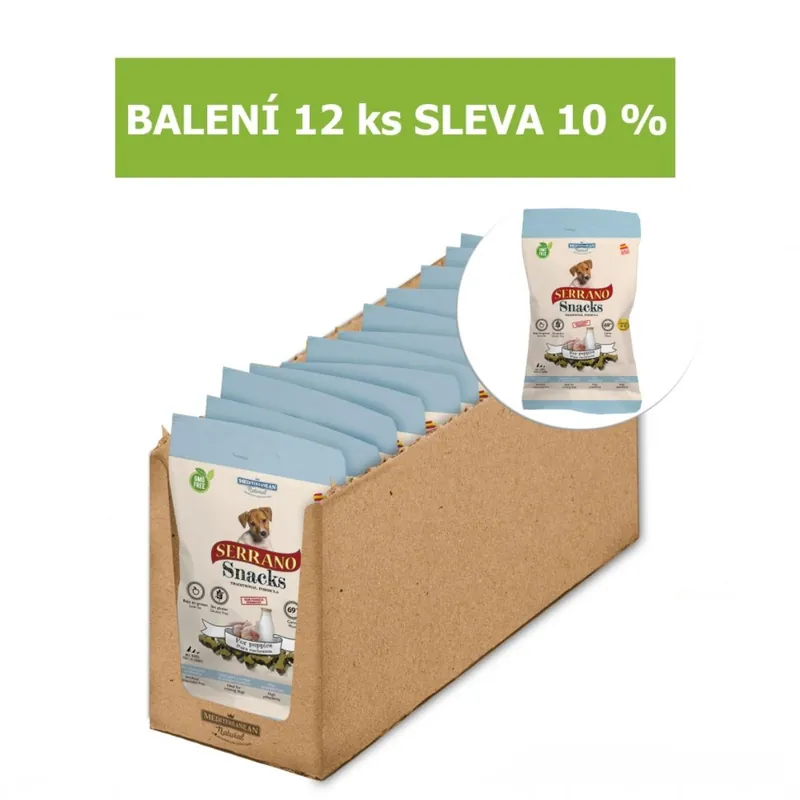 Super Cena Serrano Snack Puppies 100g (12 ks) SLEVA 10 %