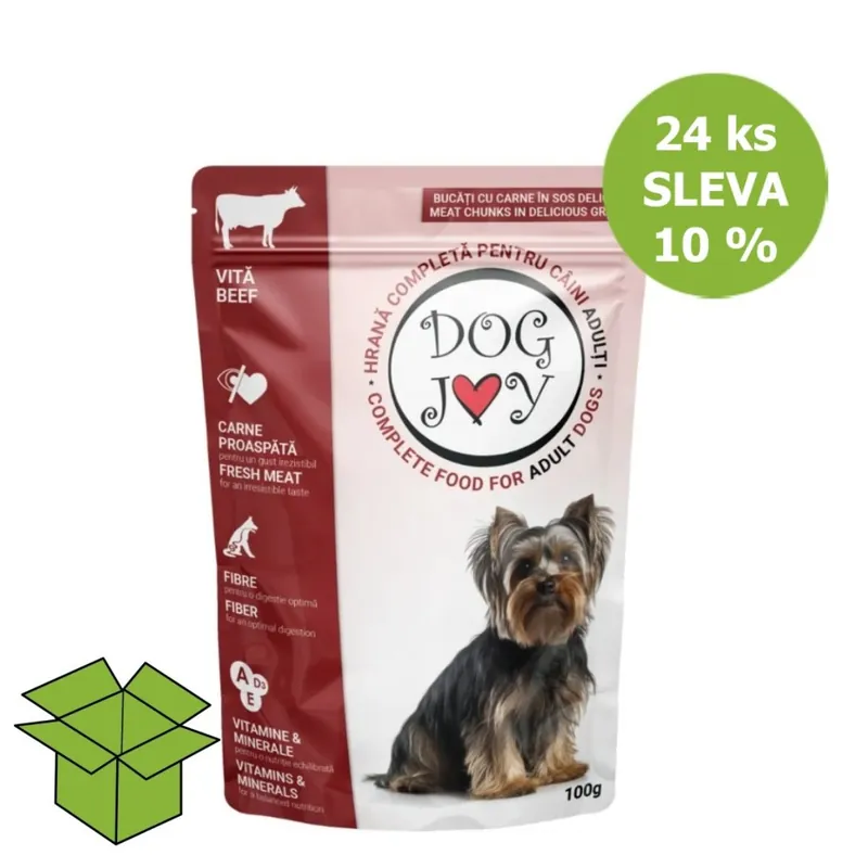 Dog Joy hovězí v omáčce, kapsa 100 g (24 ks) SLEVA 10 % Cenový Hit